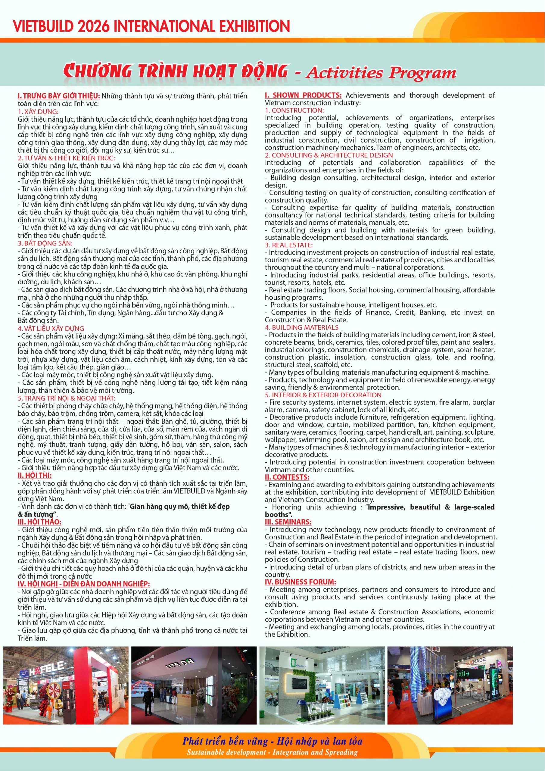 Vietbuild Home 2026 Exhibition Schedule