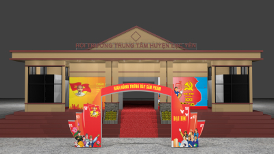 Thiết kế thi công gian hàng triển lãm hội nghị Đang bộ huyện Lục Yên - Yên Bái